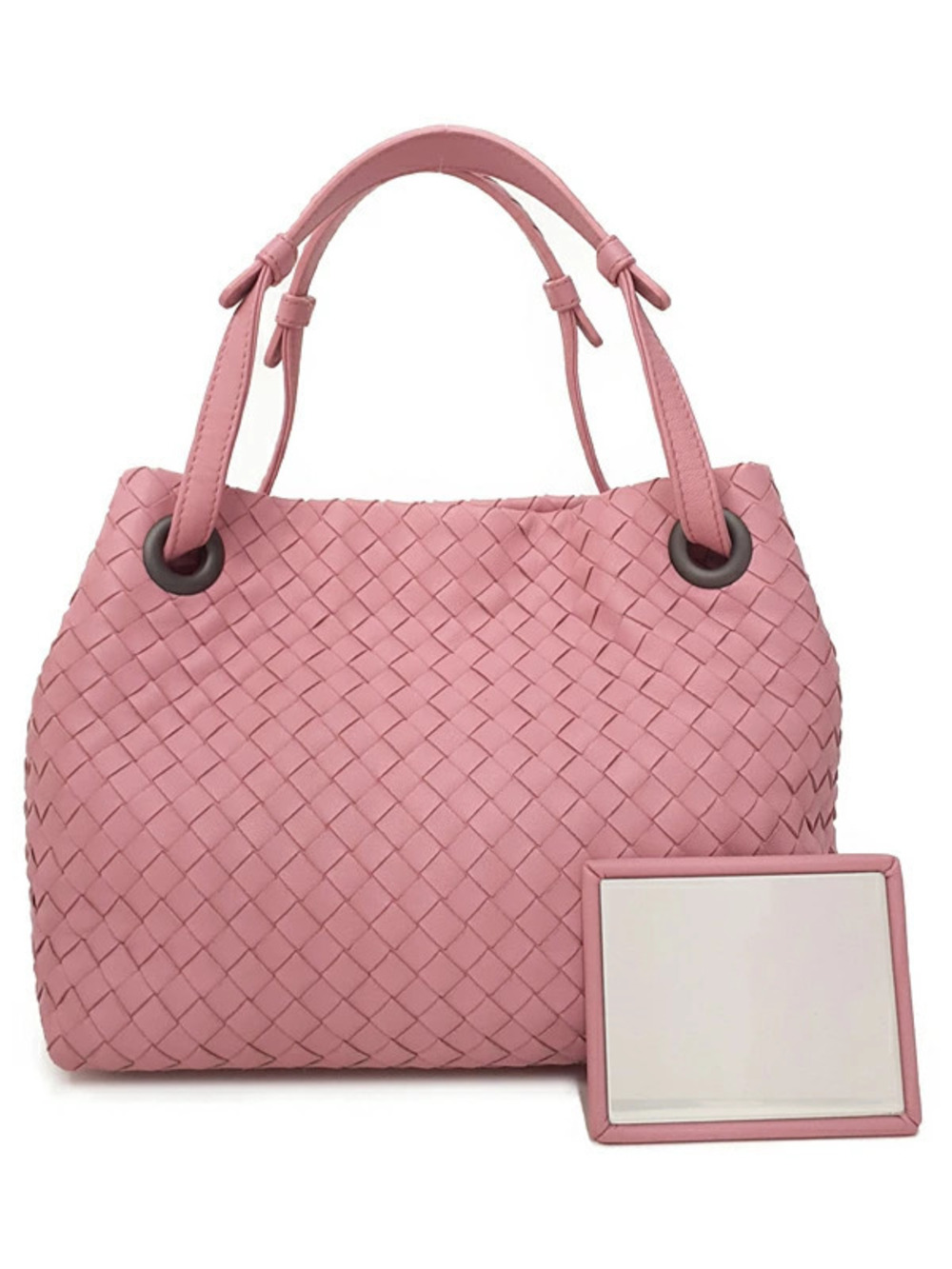 Bottega Veneta pink woven leather Intrecciato Garda Tote Bag dual shoulder